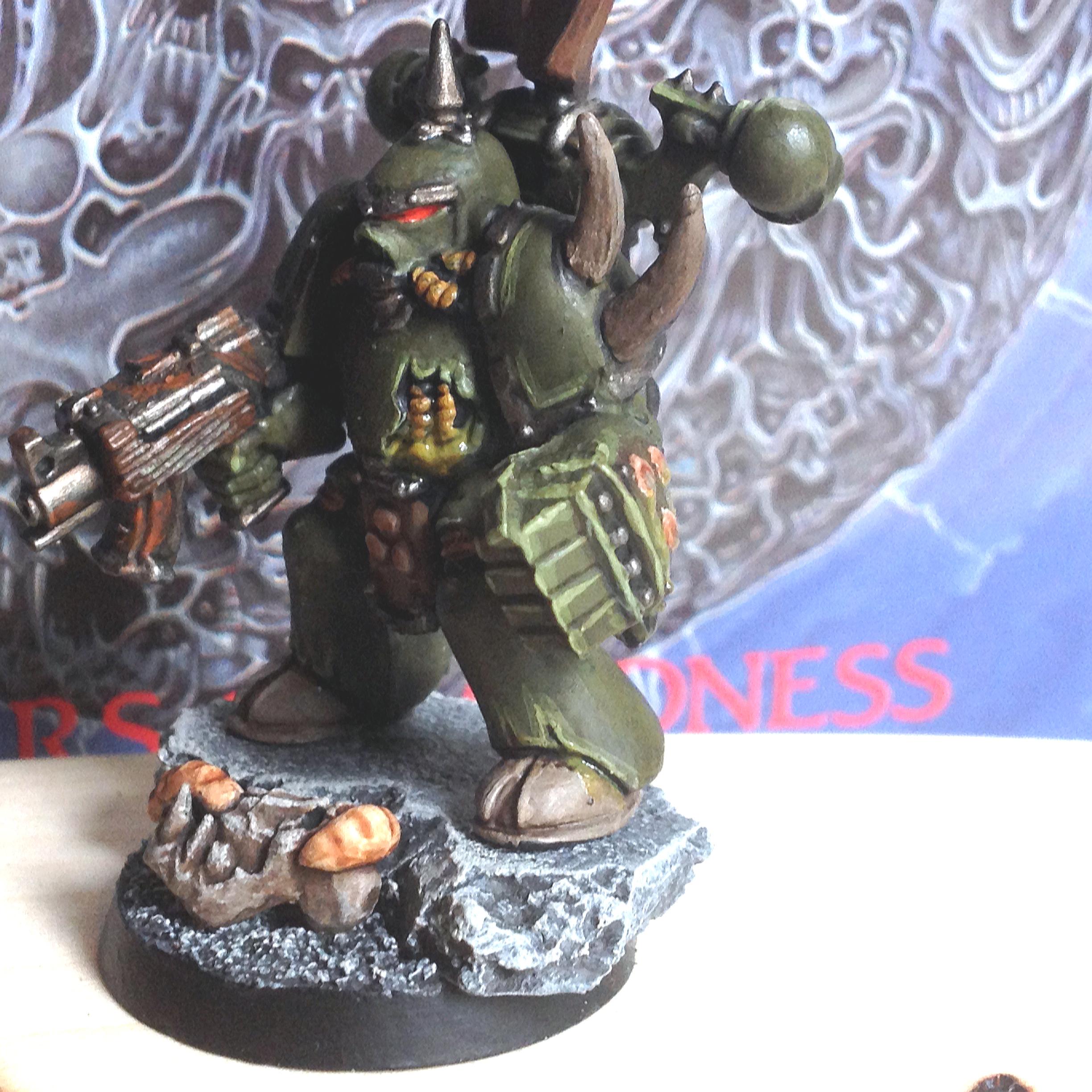 Chaos Space Marines, Death Guard, Plague Marines, Warhammer 40,000 Plague Champion left